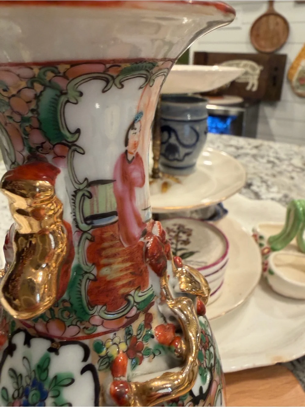 Hand-Painted Ceramic Decorative Vase in Multi-Color